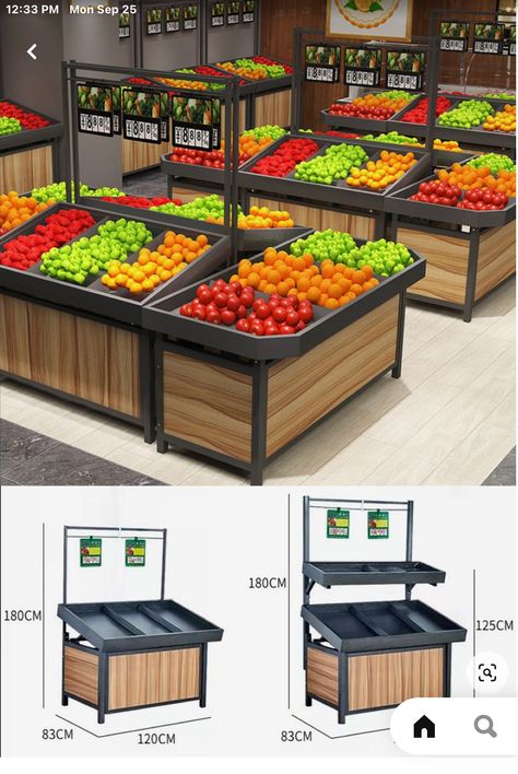 Fruit Shelf, Vegetable Display, Supermarket Design Interior, Fruit And Veg Shop, Vegetable Rack, Store Shelves Design, Produce Displays, Produce Market, Vegetable Stand