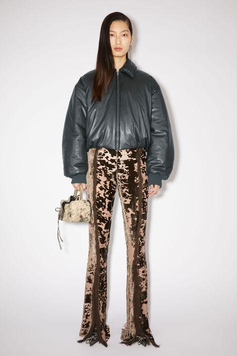 Shoulder Acne, Acne Studios Jacket, Asymmetrical Blouse, Studio Logo, Printed Trousers, Lace Up Heels, Deep Green, Hip Length, Jacket Outfits