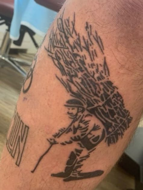 Led Zeppelin IV American Traditional Led Zeppelin Tattoo, Led Zeppelin Iv Tattoo, Led Zeppelin Hermit Tattoo, Led Zeppelin Tattoos, Hermit Tattoo, Radiohead Tattoo, Led Zeppelin Tattoo, Led Zeppelin Albums, Leg Tats