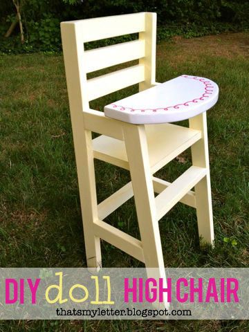 Swingset Ideas, Diy Babydoll, Painted High Chairs, Cradle Woodworking Plans, Diy Outdoor Toys, Doll High Chair, Chair Woodworking Plans, Doll Cradle, Doll Furniture Diy