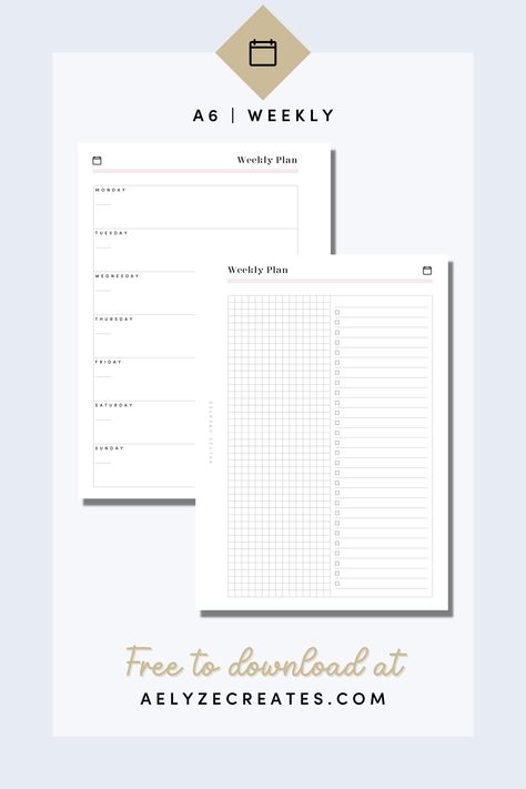 free digital bullet journal pages A6 Printables Free, A6 Planner Printables Free, Planner Inserts Printable Free, A6 Planner Inserts Free Printables, Digital Bullet Journal Template, A5 Planner Printables Free, Free Printable Weekly Planner Template, Bullet Journal Template, Free Planner Inserts