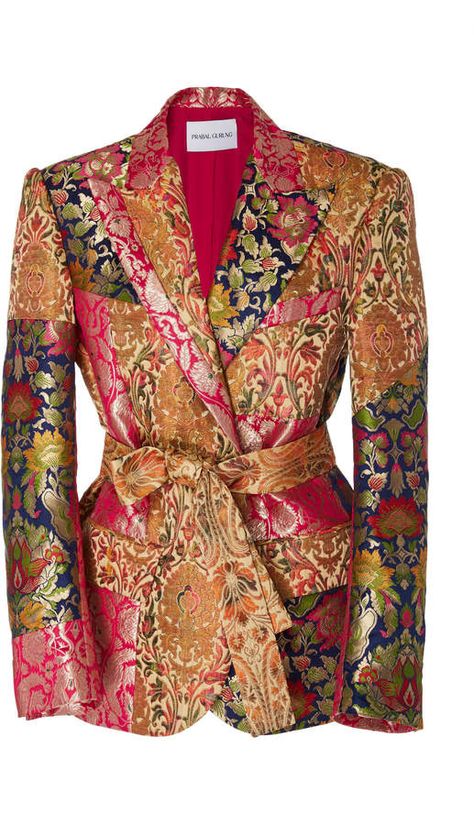 Prabal Gurung Dokan Belted Blazer Jacket Brocade Blazer, Conservative Outfits, African Inspired Clothing, Belted Blazer, Fashion Cover, Woman Suit Fashion, Dress Sketches, Fashion Tights, Prabal Gurung