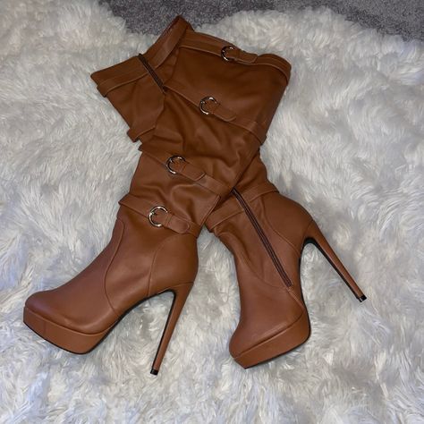 Tan knee high boots outfit