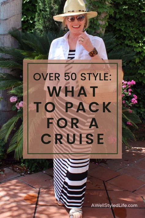 Packing for a cruise requires versatile pieces that can be styled mulitple ways. Here's how to pack less items that can be worn onboard your ship and on shore leave. Capsule Wardrobe For Cruising, Cruise Ship Fashion, Clothes To Wear On A Cruise Outfit Ideas, Cruise Ship Attire For Women, Cruise Chic Outfits, Cruise Capsule Wardrobe Over 40, How To Dress On A Cruise Outfit Ideas, Vacation Clothes For Women Over 50, Cruise Hair Styles Black Women