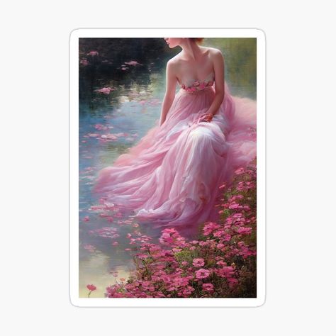 Pink Princess Aesthetic Dress, Pink Cottagecore Aesthetic, Aphrodite Painting, Vladimir Volegov, Gown Aesthetic, Pink Princess Aesthetic, Pink Cottagecore, Fairytale Aesthetic, Ethereal Aesthetic