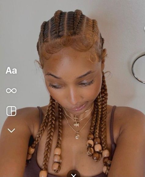 Braided Hairstyles On Natural Curly Hair, Fun Protective Hairstyles, Straight Back Feed In Braids Natural Hair, Crown Rolls Braids Black Hair, Fine Cornrows Braids, Simple Braids With Beads, Temporary Protective Hairstyles, Cornrows For Natural Hair Black Women, Summer Hairstyles For Black Women Short