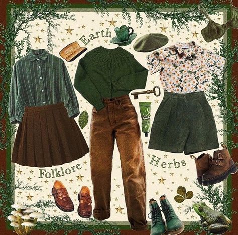 Nonbinary Witch Outfit, Moss Aesthetic Outfit, Green Academia Clothes, Moss Core Outfit, Moss Core Aesthetic Outfits, Forest Aesthetic Clothes, Forest Academia Outfit, Dark Green Outfit Aesthetic, Forest Outfit Aesthetic