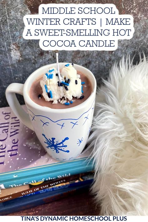 10 Middle School Winter Crafts and Make a Sweet Smelling Hot Cocoa Candle. It seems like preschool crafts are in abundance but finding middle school winter crafts is a little more difficult. So, I have gathered 10 winter crafts for you. Be sure you grab more ideas for winter fun on my page Winter Season Unit Study. Also, I’m showing you how to make a sweet-smelling hot cocoa candle that your middle schooler will love to make and keep or give away. Winter Craft Middle School, Winter Crafts For Middle School Students, Winter Crafts For Middle School, School Winter Crafts, Middle School Christmas Crafts, Winter Crafts For Teens, Hot Cocoa Craft, Winter Unit Study, Winter Science Activities