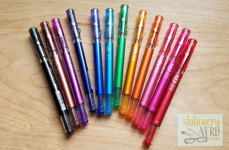 My FAVORITE pen EVER!  Pilot Hi-Tec-C Maica Gel Ballpoint Pen Review. | Stationery Nerd. Pens For Bullet Journaling, Grayscale Coloring Books, Kenny Chesney, The Pilot, Glitter Pens, Drawing Supplies, Grayscale Coloring, Jet Pens, That Moment When