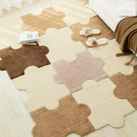 Kawaii Apartment Decor, Cute Aesthetic Rugs, Cute Rugs For Bedrooms Aesthetic, Aesthetic Rugs Bedroom, Cute Rugs For Bedrooms, Cute Area Rugs, Tapis Aesthetic, Puzzle Carpet, Room Decor Rugs