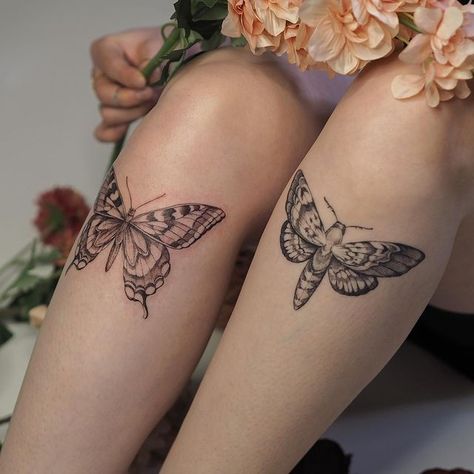 Butterfly Knee Tattoo, Butterfly Leg Tattoos, Bite Mark, Butterfly Tattoo Stencil, Tattoo S, Shin Tattoo, Insect Tattoo, With Girlfriend, Moth Tattoo