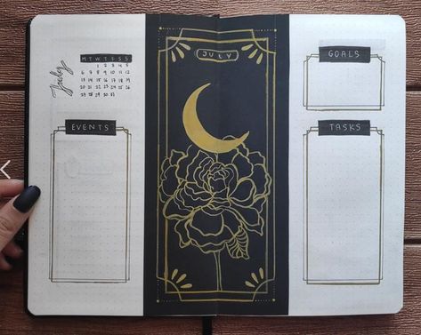 Witchy Bujo Ideas, Black And White Bujo Theme, Bujo Tarot Theme, Gothic Bujo, Space Bujo, Witchy Bujo, Bullet Journal Halloween, 2024 Bujo, Books Stationary