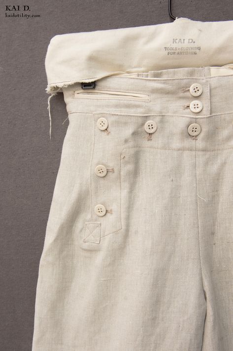 Made in pure linen. Size XS; Waist: 25” Inseam: 30” Size S; Waist: 27” inseam: 30” Size M; Waist: 29 1/2” Inseam : 30” Size L; Waist: 31 1/2 Inseam; 30" Made in New York. Brand: Hye Sun Mun Vintage Sailor Pants, Sailor Pants Pattern, Japanese Tailoring, Linen Pants Pattern, Class Outfit, Sailor Pants, Guys Clothing Styles, Active Outfits, Mr Style