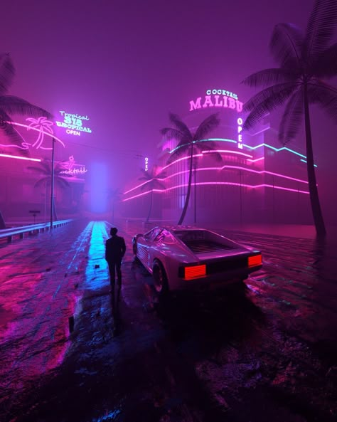 Synthwave Art, Neon Noir, Neon City, Vice City, New Retro Wave, Retro Wave, Cyberpunk City, Cyberpunk Aesthetic, Vaporwave Aesthetic