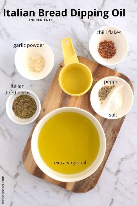 Italian Bread Dipping Oil | Recipe Pocket Baguette, Garlic Oil For Bread, Recipes For 6 People, Recipes With Chicken Meatballs, Recipes With Chicken Sausage, Mexican Food Recipes Chicken, Chicken Leg Recipes Oven, Bread Dipping Sauce, Bread Dips Recipes