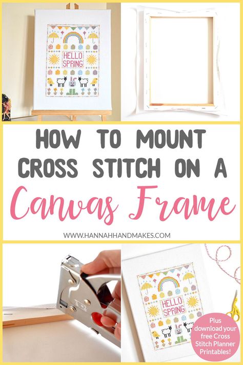 In this tutorial, I am sharing how to mount cross stitch onto a canvas. Although this is a relatively easy thing to do, I break it down step by step and share the small mistakes I made so you don’t make them too! I share the materials you need to mount your cross stitch on a canvas and how to do it. Plus download your free cross stitch planner printables! #crossstitch #diycrafts Stitch Canvas, Frame Tutorial, Cross Stitch Beginner, Cross Stitch Tutorial, Cross Stitch Cross, Stitch Cross Stitch, Framed Cross Stitch, Stitch Tutorial, Cross Stitch Finishing