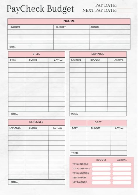 Paycheck Budget Planner | Printable Planner by  Jessica Chance Travel Budget Planner, Financial Budget Planner, Personal Budget Planner, Personal Budget Template, Printable Budget Worksheet, Weekly Budget Template, Free Budget Printables, Budget Template Free, Weekly Budget Planner