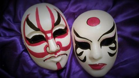 Samurai Fashion, Kabuki Mask, Kabuki Costume, Opera Mask, Theatre Masks, Japanese Mask, Oni Mask, Mask Masquerade, Trendy Face Masks