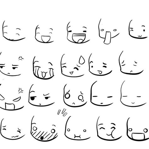 Chibi Face, Facial Expressions Drawing, Chibi Eyes, Eye Expressions, Drawing Face Expressions, Simple Character, Kawaii Faces, Sketches Tutorial, Drawing Expressions