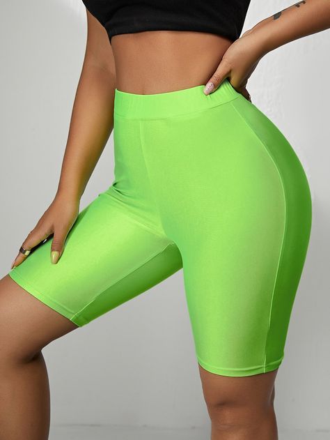 Green Biker Shorts, Women Bottoms, Women Leggings, Cycling Shorts, Fashion Sale, Biker Shorts, Neon Green, Clothing Women, Autumn Summer