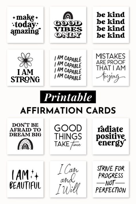 Free Printable Positive Quotes, Motivational Stickers Free Printable Inspirational Quotes, Free Affirmation Printables, Cricut Stickers Free Printable, Free Printable Affirmation Cards, Positive Affirmation Cards Printable, Free Printable Stencils, Printable Affirmations, Affirmation Cards Printable