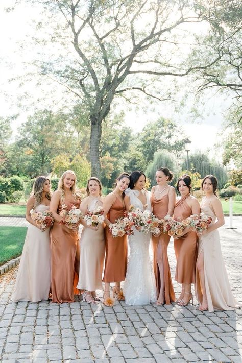 Rust And Beige Bridesmaid Dresses, Champagne And Terracotta Bridesmaid Dresses, Champagne And Rust Bridesmaid Dresses, Caramel Bridesmaid Dresses, Rust And Champagne Wedding, Bridesmaid Dresses Copper, Shades Of Brown Bridesmaid Dresses, Champagne Bridesmaid Dresses Mismatched, Rust Gold Wedding