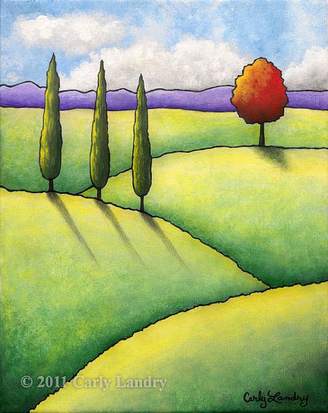 Campagna Toscana  Fine Art Tuscany Landscape Print by Landry 자작나무 그림, Tuscany Landscape, Naive Painting, Landscape Art Painting, 수채화 그림, Naive Art, Water Painting, Landscape Prints, Acrylic Paintings