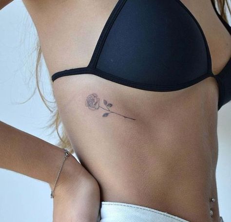 Rose Rib Tattoos, Infected Tattoo, Small Rib Tattoos, Tiny Tattoos For Women, Rib Tattoos For Women, Simple Tattoos For Women, Cute Tattoos For Women, Discreet Tattoos, Dainty Tattoos