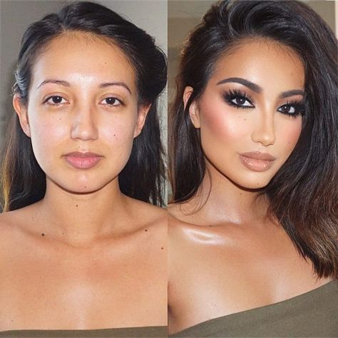 Before and After Makeup Transformation 20 photos Make Up Diy, Glowing Radiant Skin, Makeup Before And After, Smink Inspiration, Luscious Hair, Power Of Makeup, Makijaż Smokey Eye, Pinterest Makeup, Braut Make-up