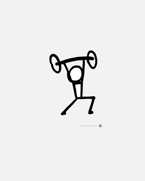 Weights Drawing Simple, Stick Man Tattoo Simple, Work Out Drawing, Stick Figure Doodles, Stickmen Drawings, Weights Drawing, Weights Tattoo, Stickman Tattoo, Stick Figure Tattoo