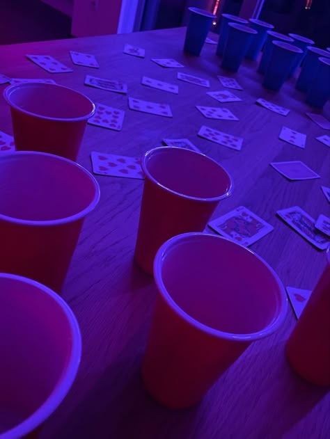 Beerpong aesthetic, party aesthetic, neon lights, blue aesthetic, red aesthetic, game aesthetic, cards aesthetic, beerpong table, beerpong table design, beerpong snapchat, party ideas, valentine party, party themes, friends aesthetic, games to play with friends Party Game Aesthetic, Red Cups Party Aesthetic, Party Games Aesthetic, Med School Acceptance Party, Red Light Party, Aesthetic Games To Play, Med School Acceptance, Beerpong Table, Game Night Aesthetic