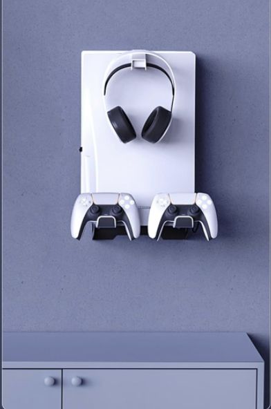 NexiGo PS5 Wall Mount Kit with Charging Station, Dual Controller Chargers, Steel Wall Stand, and Headphone Hanger - Compatible with Playstation 5 (Disc & Digital) #ad Ps5 Floating Shelf, Ps5 Storage Ideas, Playstation Setup Living Room, Playstation Bedroom Ideas, Ps4 Wall Mount Ideas, Ps5 On Wall, Ps5 Stand, Ps5 Wall Mount, Ps5 Mounted On Wall