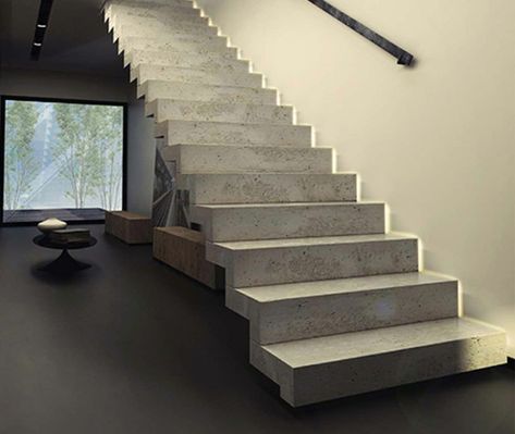 Finished Basement Stairs, Basement Stair Lighting, Stairs Concrete, Stairs Designs, Spain House, Concrete Staircase, Interior Staircase, Stairs Design Modern, Stairway Design