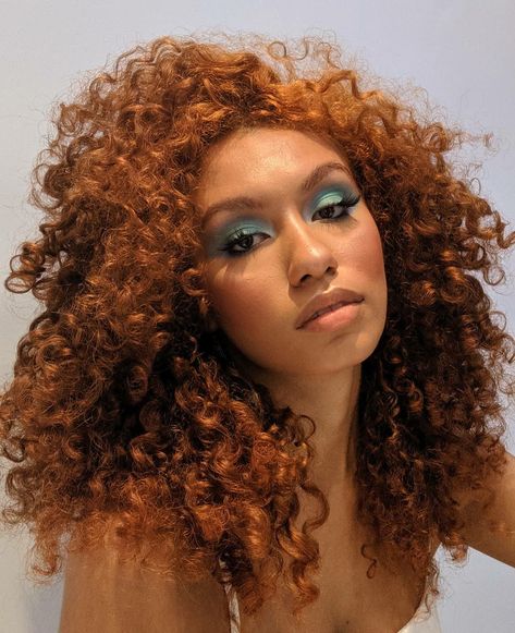 Orange Brown Curly Hair, Ginger Hair Black Women Natural, Copper Natural Hair, Afro Hairstyles For Women, Ginger Curly Hair, Dark Ginger Hair, Pixie Haircut Ideas, Dyed Curly Hair, Highlights Curly Hair