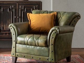 New Upholstery Collection just released! Enjoy Free Delivery 🚚 on the entire collection. Tap to shop Green Leather Chair, Leather Arm Chair, Studio Chairs, Leather Club Chairs, Leather Accent Chair, Custom Made Furniture, Green Chair, Furniture Care, Urban Living