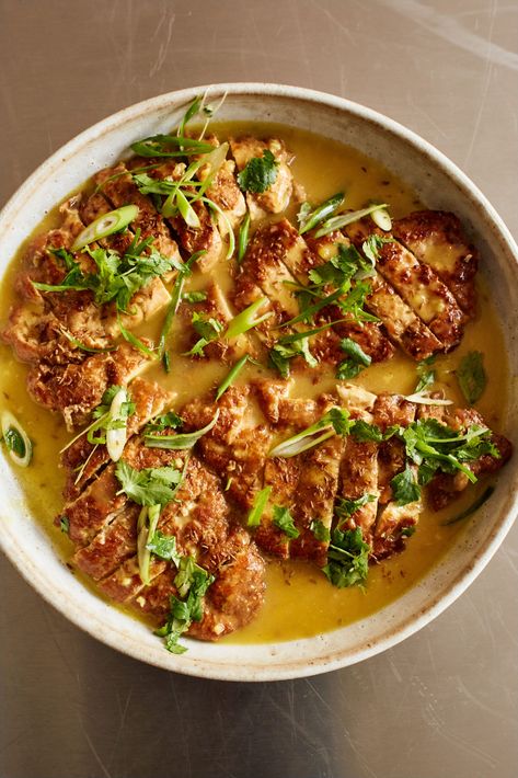 Ottolenghi Test Kitchen’s Double Lemon Chicken with Cheat’s Preserved Lemon Hake Recipe, Ottolenghi Chicken, Pot Roasts, Crispy Chicken Breast, Ottolenghi Recipes, Preserved Lemon, Sweet Foods, Kitchen S, Blackened Chicken