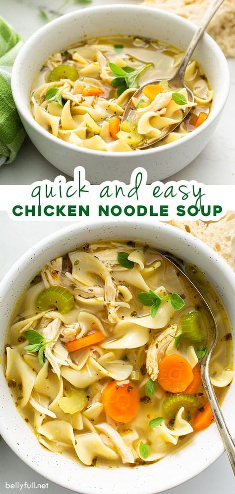 Quick Chicken Noodle Soup, Homemade Chicken Noodle Soup Recipe, Chicken Noodle Soup Recipe Homemade, Chicken Soup Recipes Easy, Easy Chicken Soup, Chicken Noodle Soup Crock Pot, Chicken Noodle Soup Recipe, Chicken Noodle Soup Easy, Quick Soup