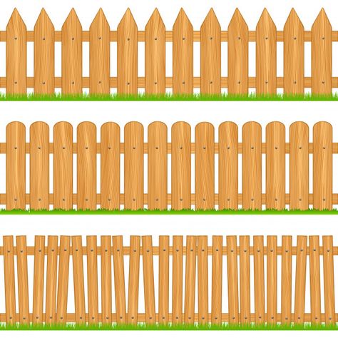 Wooden fences Premium Vector | Premium Vector #Freepik #vector #border Willow Fence, Wooden Fences, Picket Fences, Fence Designs, White Fence, Page Borders Design, Farm Fence, Classic Garden, Wooden Fence