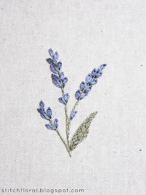 Lavender: embroidered miniature Embroidery Flowers Pattern Templates, Embroidering Ideas, Tutorial Embroidery, Clothes Embroidery Diy, Miniature Embroidery, Fleurs Diy, Embroidery Tshirt, Floral Embroidery Patterns, Diy Embroidery Patterns