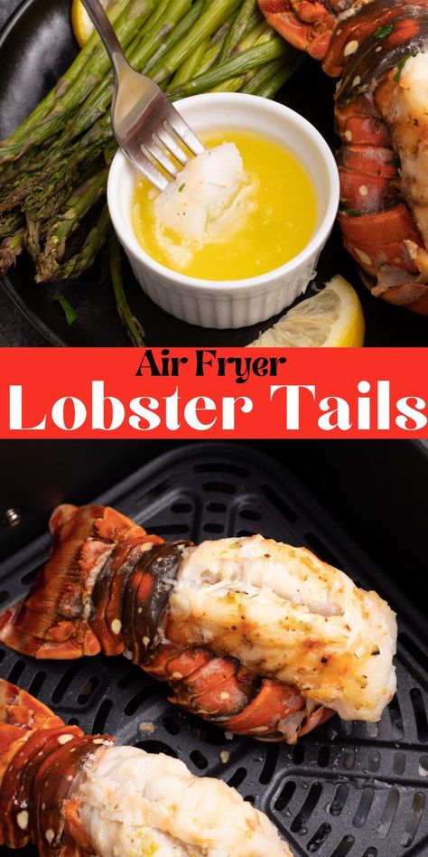 Air Fryer Lobster Tails, Air Fryer Lobster, Easy Lobster Tail Recipe, Cooking Frozen Lobster Tails, Fried Lobster Tail, Fried Lobster, Fried Recipes, Lobster Recipes Tail, Air Fryer Fish