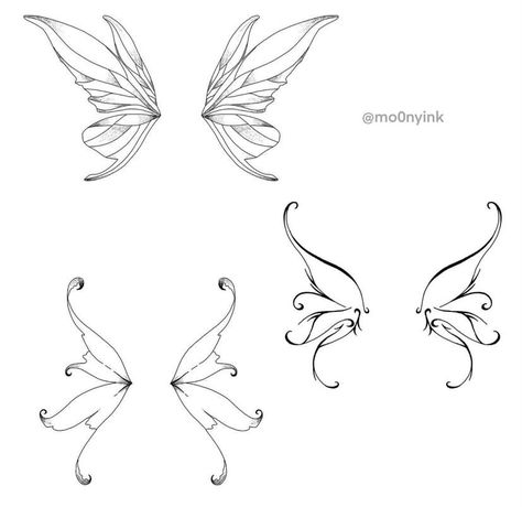 Half Fairy Wing Tattoo, Fairy Wings Stencil, Easy Fairy Wings Drawing, Simple Fairy Wings Tattoo, Fairy Wing Sketch, Fairy Wing Ear Tattoo, Butterfly Wing Tattoo Designs, Fairy Wing Tramp Stamp, Simple Fairy Wings