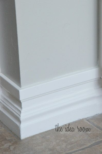 Upgrade builder's grade baseboards without replacing - just add a strip of molding an inch above the original baseboard an paint - genius! Upgrade Builder Grade, Tall Baseboards, Baseboard Styles, Baseboard Trim, Diy Casa, Trim Work, Baseboards, Diy Home Improvement, Moldings And Trim