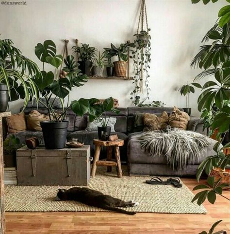 Lots Of Plants, Decor Guide, Rustic Bedroom, Retro Home Decor, Inspired Living, Stand Design, A Living Room, Retro Home, Bohemian Home