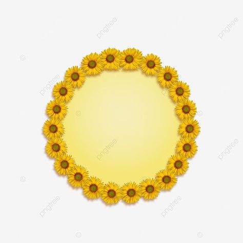 Flower Round Frame, Circle Borders, Yellow Circle, Sunflowers Background, Border Png, Sunflower Png, Flower Circle, Frame Png, Leaves Vector