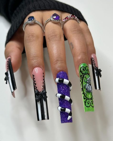 Horror Nails, Holloween Nails, Goth Nails, Crazy Nails, Unique Acrylic Nails, Nagel Inspo, Halloween Nail, Square Acrylic Nails, Fire Nails