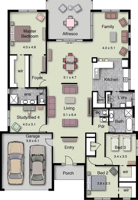 Hotondo Homes, Luxury Floor Plans, 4 Bedroom House Plans, Home Design Floor Plans, Villa Plan, Sims House Plans, House Layout Plans, Family House Plans, Ground Floor Plan