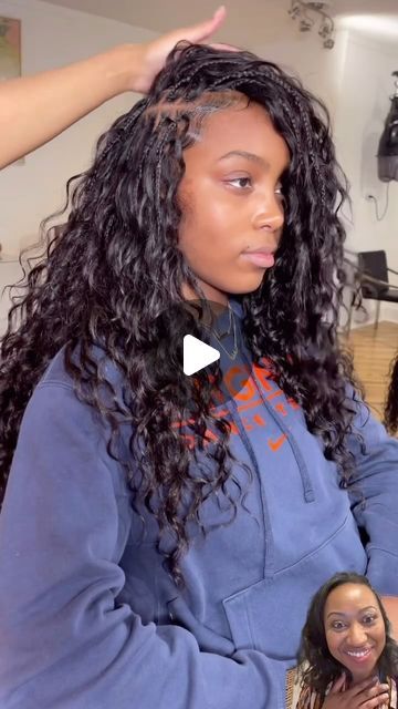 VoiceOfHair ®️ on Instagram: "Braids with only human hair hit different🔥⁣ ⁣ These smedium boho braids by @braidsbychinia turned out so bomb💣  She cut the Ibiza Loose Wave human hair from 3.5 bundles and used them for her client’s whole head😍⁣ They turned out so beautifully and she can keep them for 2 months🙌🏾 ⁣ Would you try this?✨ #voiceofhair ⁣ ⁣ #ncbraider #goddessbraids #bohobraids #knotlessbraids #boraborabraids #microbraids #protectivestyles #vacationhair" Stitch Braids And Quick Weave, Body Wave Braids Hairstyles, Half Micro Braids Half Sew In, Loose Wave Braids, Boho Braids Loose Wave, French Wave Braids, How To Do Bohemian Braids, Braids Human Hair Ends, Human Hair For Boho Braids