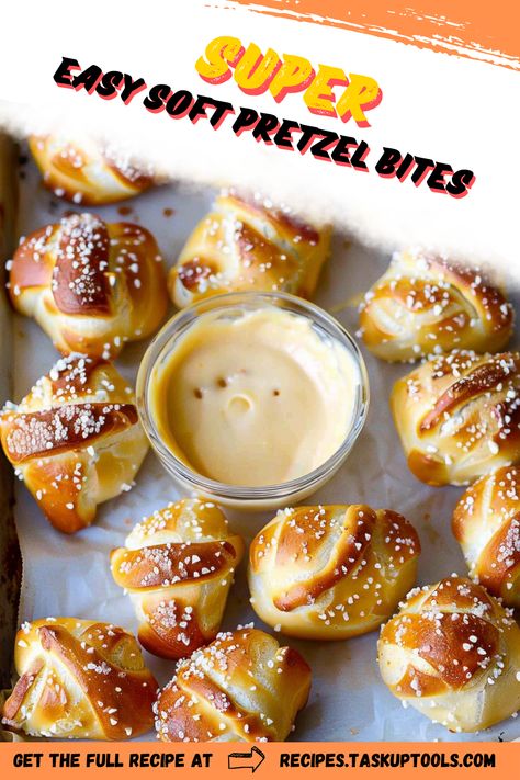 Discover the joy of homemade snacking with these Super Easy Soft Pretzel Bites! Perfectly soft and delicious, these bite-sized treats are ideal for parties, movie nights, or a cozy evening at home. With just a few simple ingredients, you can create warm, buttery pretzel bites that are sure to impress. Pair them with your favorite dipping sauces for an unforgettable flavor experience. Dive into this quick and fun baking adventure and elevate your snacking game today! Easy Pretzel Bites Pillsbury, Cookie Dough Pretzel Bites, Easy Pretzel Bites Recipe, Home Made Pretzels Easy, How To Make Soft Pretzels, Soft Pretzel Dipping Sauce, Easy Movie Night Snacks, Movie Snacks At Home, Easy Soft Pretzel Recipe