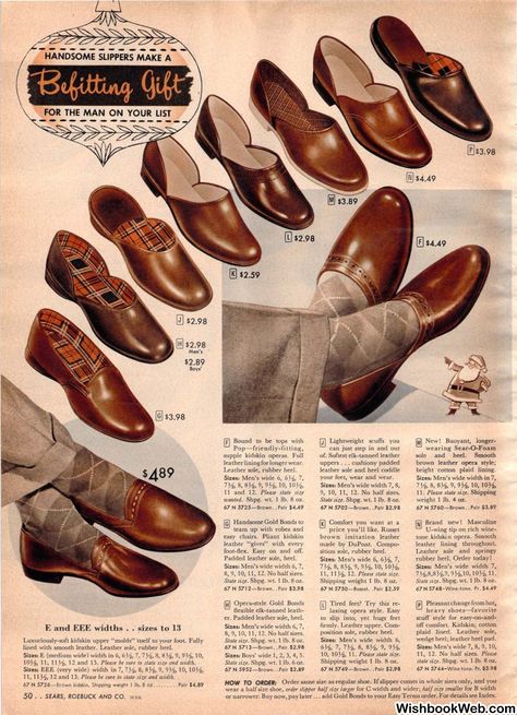 Mens shoes 1952 Sears Christmas Catalogue Fashion In The 1950s, 1950s Mens Fashion, 1950s Clothing, 1950s Shoes, Vintage Outfits 50s, Vintage Outfits Men, 1950s Mens, Sears Catalog, Vintage Mens Fashion