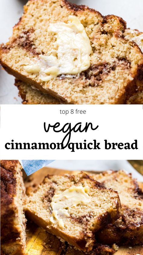 This delicious and no yeast vegan cinnamon quick bread tastes like snickerdoodles for breakfast! Easy to make and perfect for on the go! Vegan Quick Bread, Cinnamon Quick Bread, Beaming Baker, Cinnamon Bread Recipe, Vegan Bread Recipe, Vegan Baking Recipes, Dairy Free Breakfasts, Vegan Bread, Cinnamon Bread